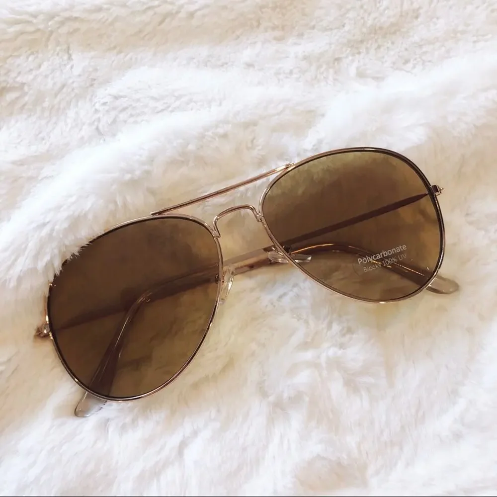 Georgia Light Brown Aviator Sunglasses